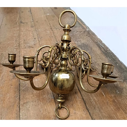 1230 - A Dutch style brass chandelier, 50 cm diameter