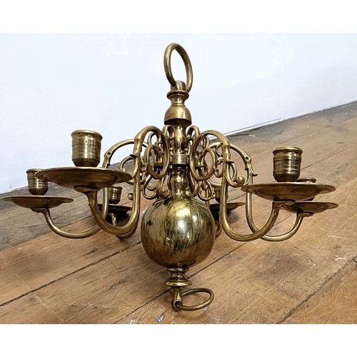 1230 - A Dutch style brass chandelier, 50 cm diameter