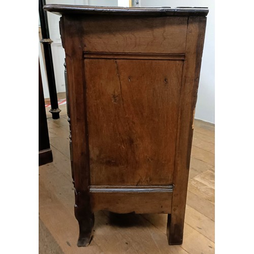 1231 - A 19th century Continental walnut dresser base, having three drawers and three cupboard doors, 192 c... 