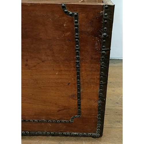 1241 - A 19th century camphorwood and brass bound trunk, 100 cm wide