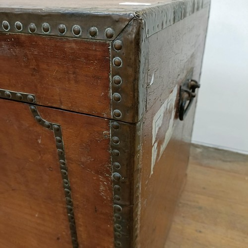 1241 - A 19th century camphorwood and brass bound trunk, 100 cm wide