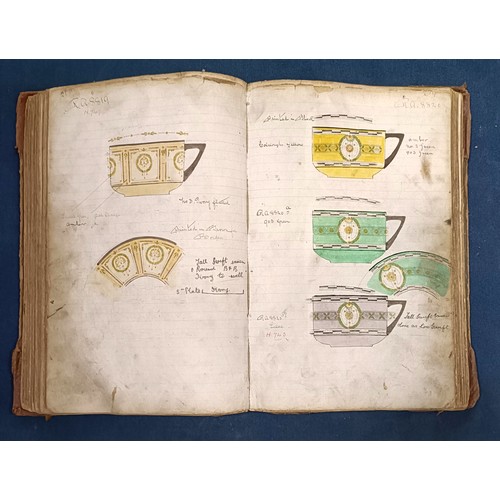 1000 - An early 20th century Royal Doulton design book, with various colour sketches, various patterns and ... 