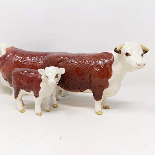 1003 - A Beswick Hereford Bull, 1363A, a Hereford Cow, 1360, and a Hereford Calf, 1827C, all gloss (3)...