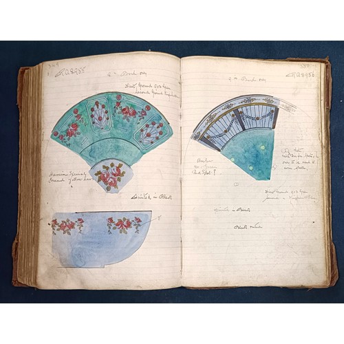 1000 - An early 20th century Royal Doulton design book, with various colour sketches, various patterns and ... 