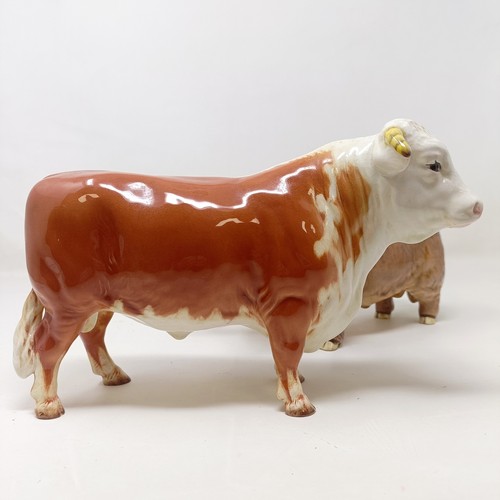 1011 - A Beswick Hereford Bull, 949, a Highland Bull, 2008, and a Charolais Bull, 2463A, all gloss (3)