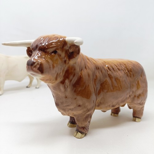 1011 - A Beswick Hereford Bull, 949, a Highland Bull, 2008, and a Charolais Bull, 2463A, all gloss (3)