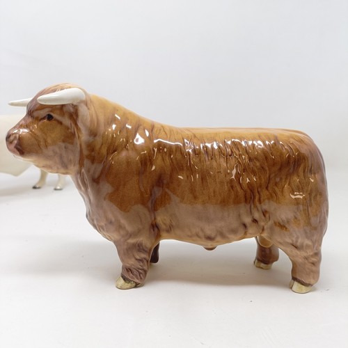 1011 - A Beswick Hereford Bull, 949, a Highland Bull, 2008, and a Charolais Bull, 2463A, all gloss (3)