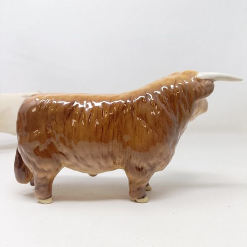 1011 - A Beswick Hereford Bull, 949, a Highland Bull, 2008, and a Charolais Bull, 2463A, all gloss (3)