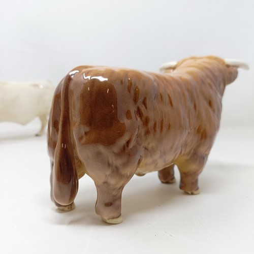 1011 - A Beswick Hereford Bull, 949, a Highland Bull, 2008, and a Charolais Bull, 2463A, all gloss (3)