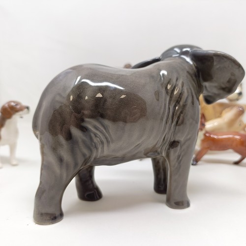 1015 - A Beswick Leopard, 1082, a Lion, 1506, a Lion Cub, 2098, an Elephant, 974, a Fox, 1440, a Stag, 981,... 