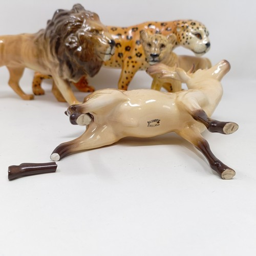 1015 - A Beswick Leopard, 1082, a Lion, 1506, a Lion Cub, 2098, an Elephant, 974, a Fox, 1440, a Stag, 981,... 