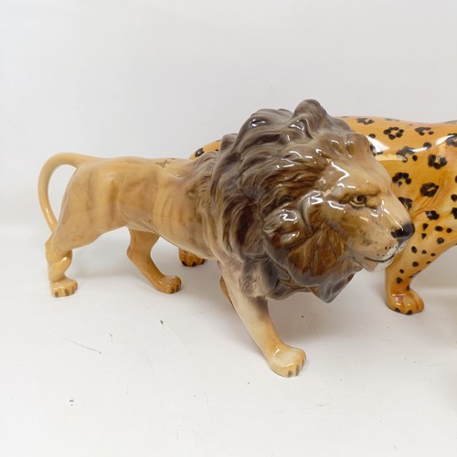 1015 - A Beswick Leopard, 1082, a Lion, 1506, a Lion Cub, 2098, an Elephant, 974, a Fox, 1440, a Stag, 981,... 