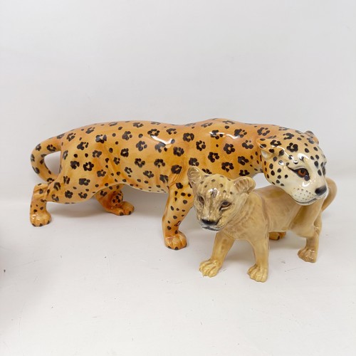 1015 - A Beswick Leopard, 1082, a Lion, 1506, a Lion Cub, 2098, an Elephant, 974, a Fox, 1440, a Stag, 981,... 