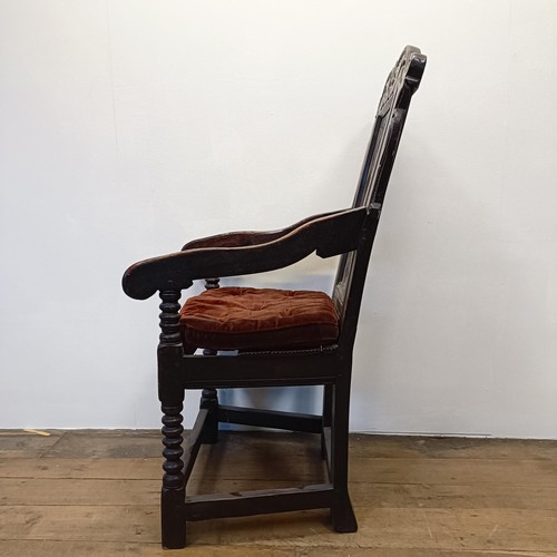 1262 - An oak Wainscot type armchair