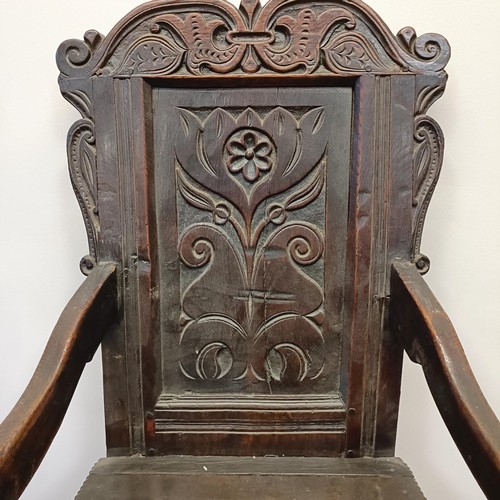 1262 - An oak Wainscot type armchair