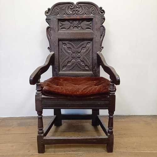 1263 - An oak Wainscot type armchair