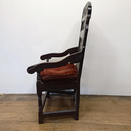 1263 - An oak Wainscot type armchair