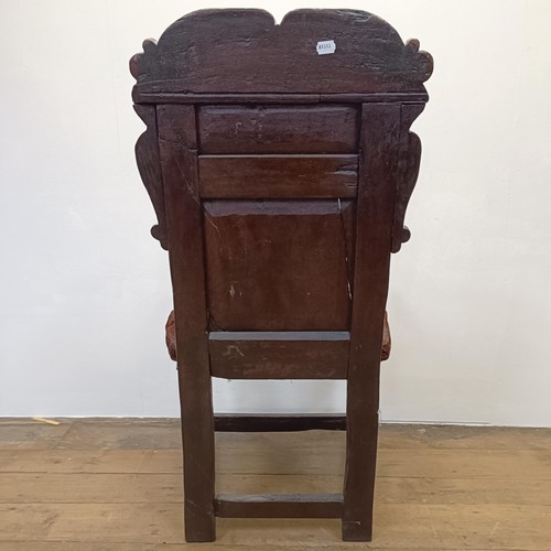 1263 - An oak Wainscot type armchair