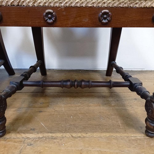 1271 - A pair of 19th century walnut high back armchairs, with carved top rails, spiral turned supports to ... 