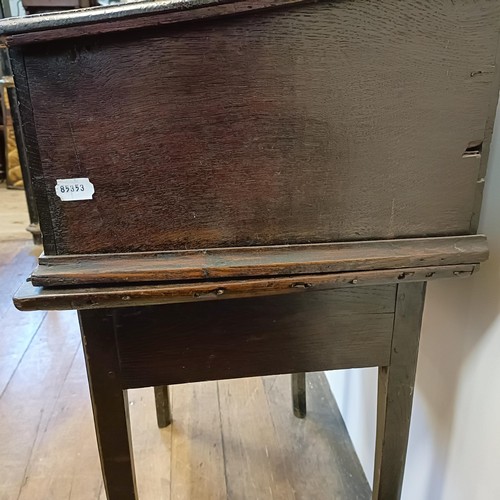 1299 - An oak bible box, 70 cm wide, on a later stand