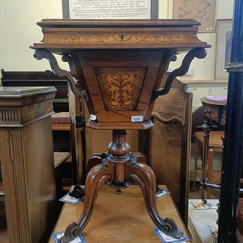 1233 - A Victorian inlaid walnut work box, 51 cm wide