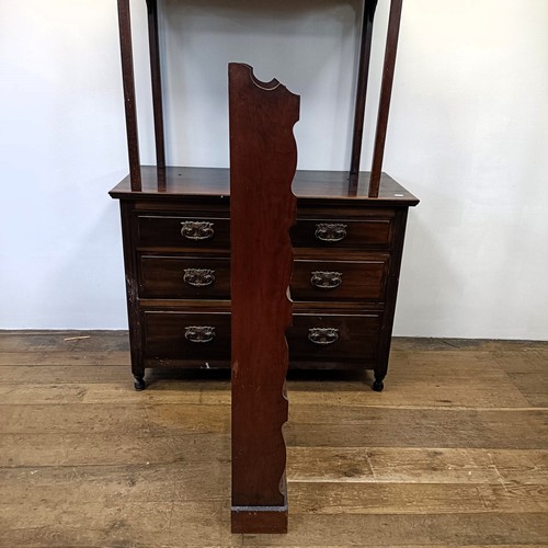 1318 - A mahogany open bookcase, 48 cm wide, a side table, 87 cm wide, and a walnut chest, having two short... 