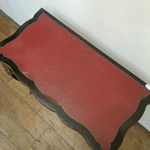 1292 - An early 20th century Boulle folding card table, with a replaced leather top, 85 cm wide