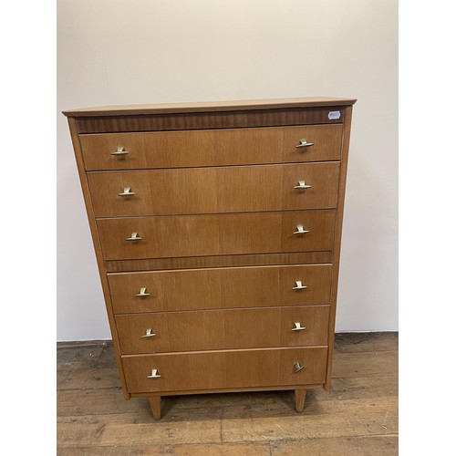 1225 - A Lebus chest, having six drawers, 79 cm wide, a matching dressing chest, and a stool (3)