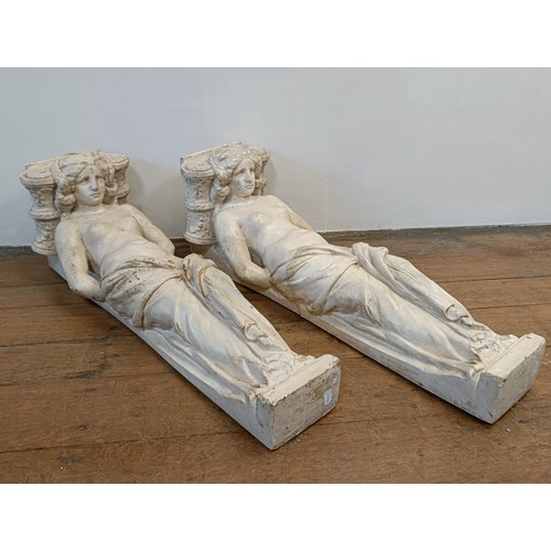 1243 - A pair of plaster figural moldings, of classical form, 88 cm high (2)