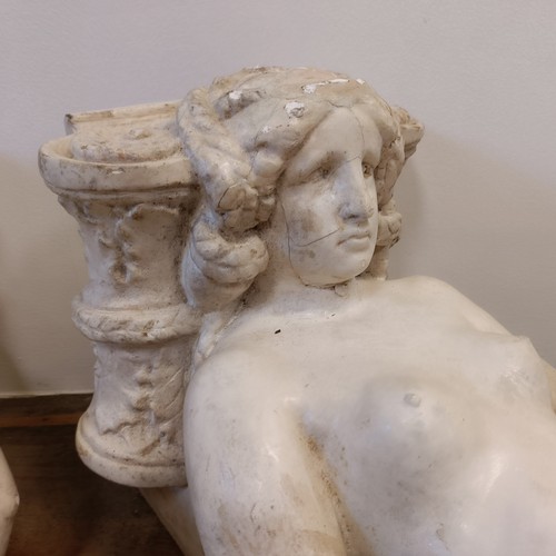 1243 - A pair of plaster figural moldings, of classical form, 88 cm high (2)