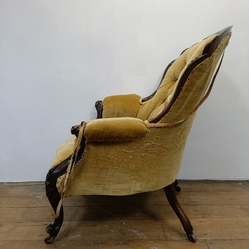 1259 - A 19th century walnut framed button back armchair