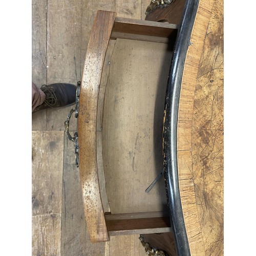 1309 - A French walnut serpentine table, with a single freeze drawer, with gilt metal mounts, 90 cm wide