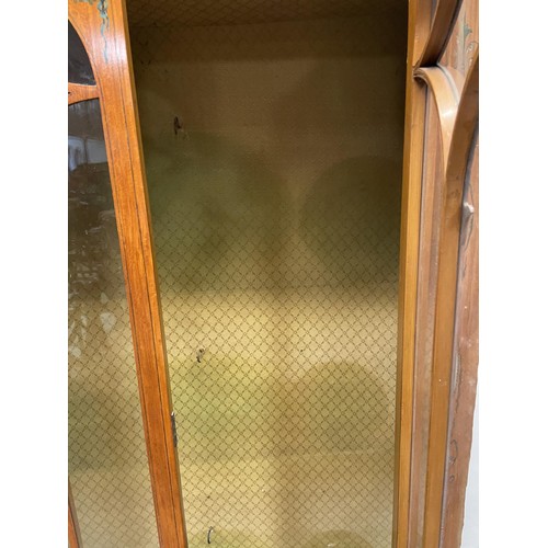 1311 - A Sheraton revival satinwood display cabinet, with painted decoration, 180 cm high x 107 cm wide