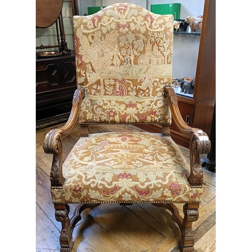 1297 - An 18th century style walnut framed armchair