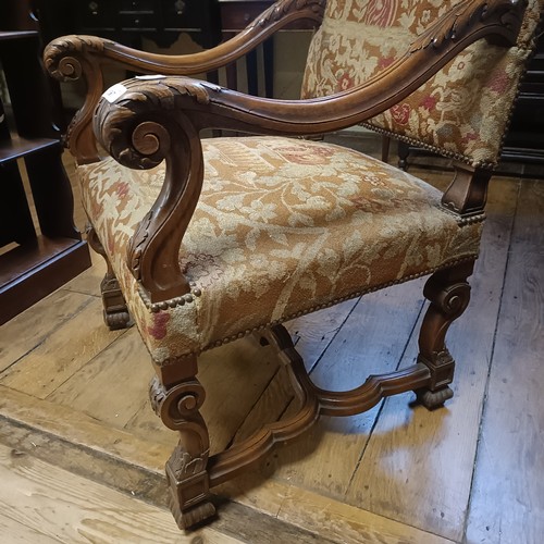 1297 - An 18th century style walnut framed armchair