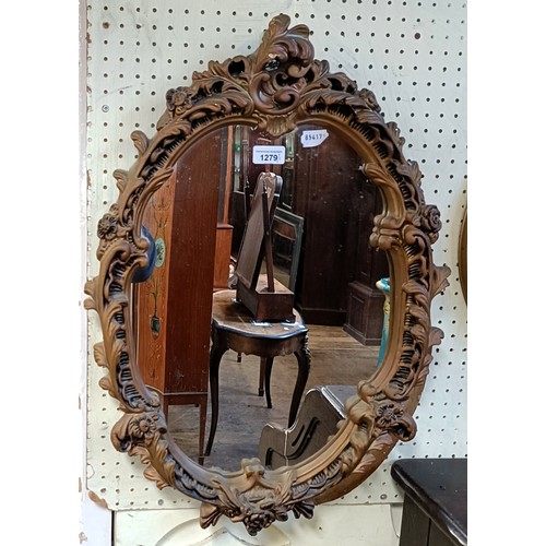 1279 - A gilt framed convex wall mirror, 38 cm diameter, and a wall mirror (2)