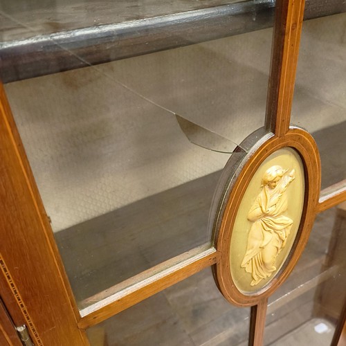 1301 - A mahogany display cabinet, 92 cm wide, a pair of two drawer chests, a trunk, a mirror and a sideboa... 