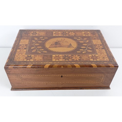 1065 - A mahogany tea caddy, 19 cm wide, other boxes and items (7)