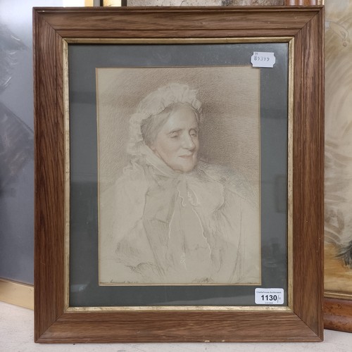 1130 - English schoool, a portrait of Anne Wallace, born 1777, watercolour, indistinctly signed, label vers... 