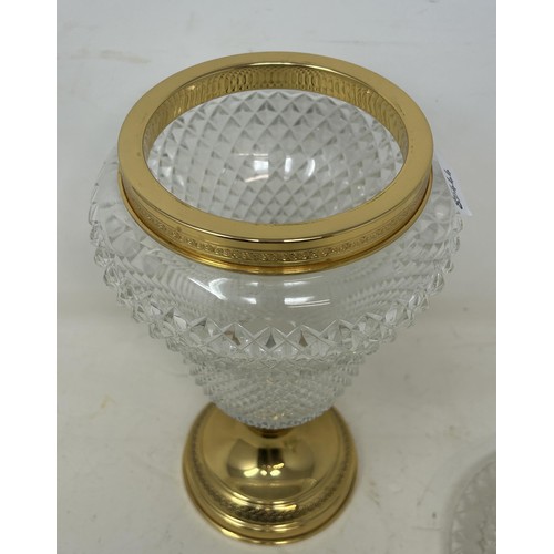 1097 - A cut glass vase and cover, with gilt metal mounts, 31 cm high