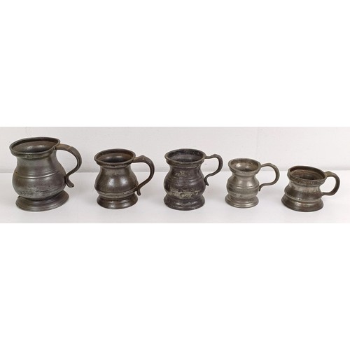 1079 - A graduated set of pewter mugs, and assorted other items (2 boxes)