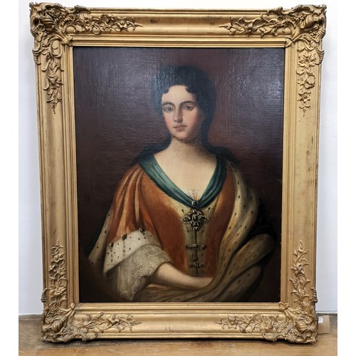 1013 - 19th century, English school, a bust portrait of a lady, oil on canvas, 90 x 69 cm