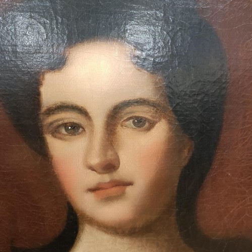 1013 - 19th century, English school, a bust portrait of a lady, oil on canvas, 90 x 69 cm