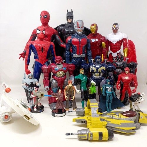 127 - A Batman figure, assorted film related toys and models, and three comic book prints (qty)