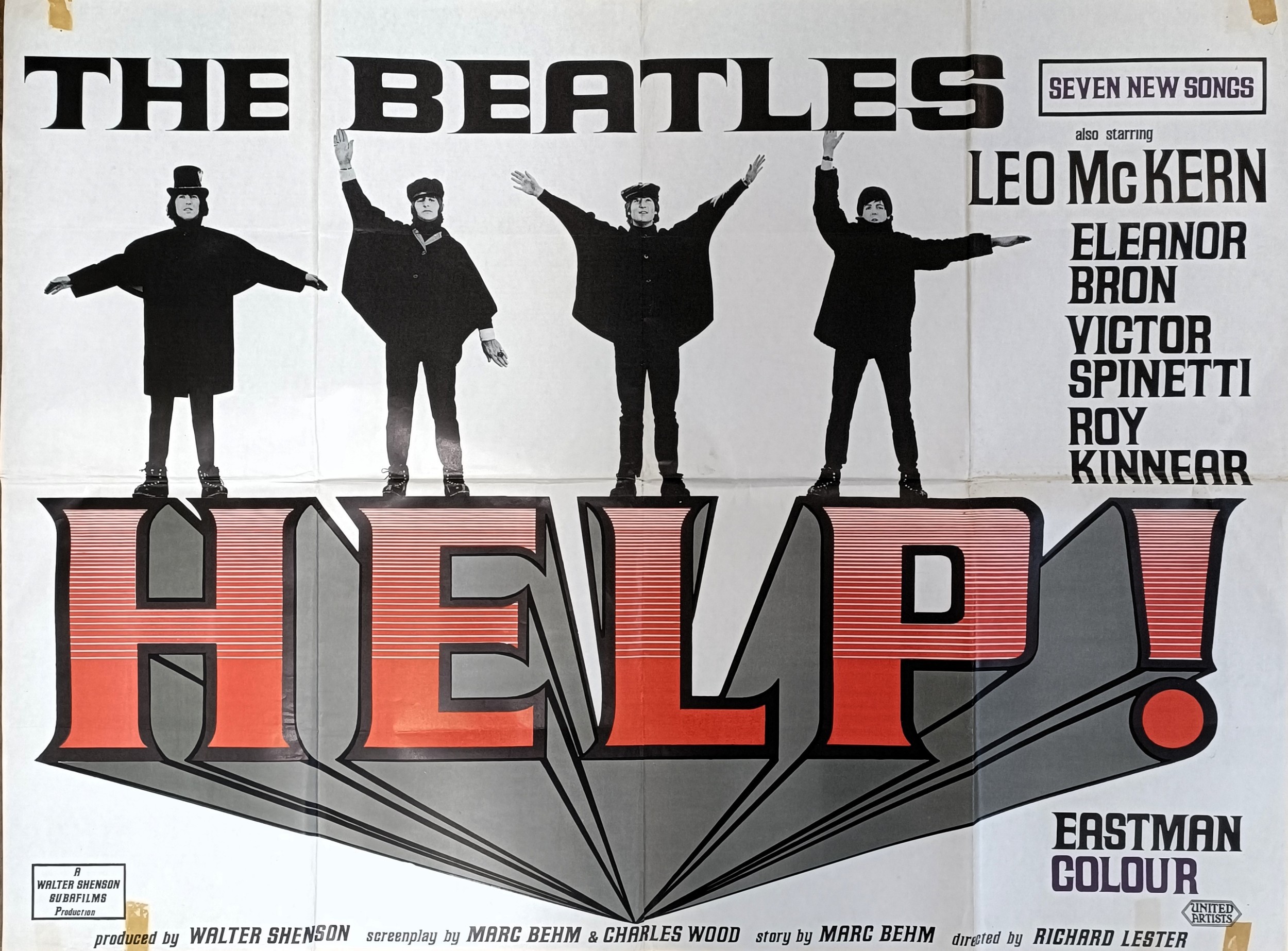 The Beatles, Help!, British quad film poster, folded