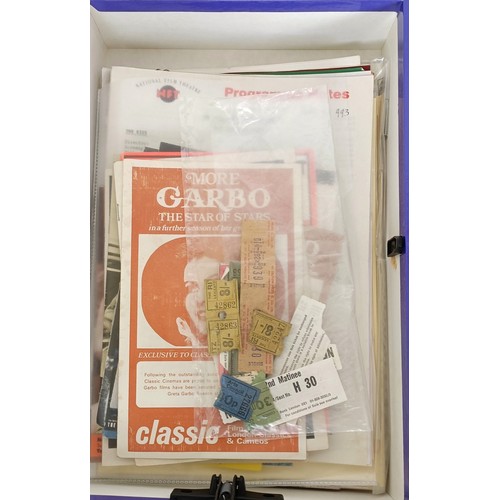 120 - Greta Garbo, assorted tickets to her shows, theatre programmes, photographs and memorabilia (2 boxes... 