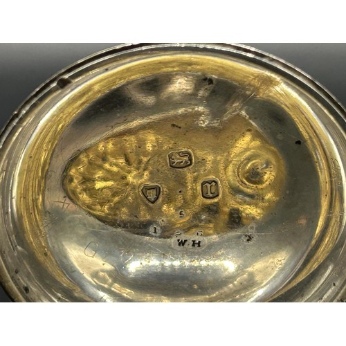 818 - A Victorian silver open face pocket watch, the dial decorated a Stephenson's Rocket type locomotive,... 