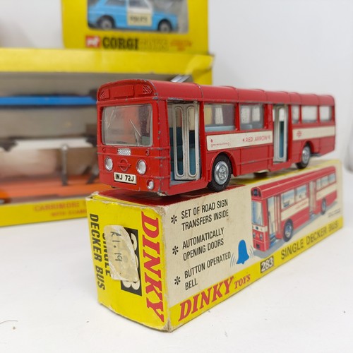 225 - A Dinky Toys single decker bus, No 283, a Bedford TK Coal Lorry, No 425, a Corgi Major model, No 114... 