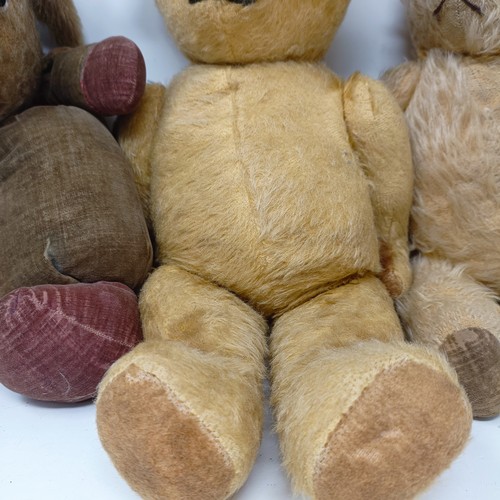 228 - Three well loved teddy bears (3)