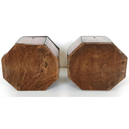 986 - A pair of George III inlaid satinwood tea caddies, of rectangular form with canted corners, 11 cm hi... 